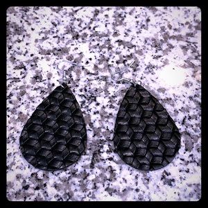 Black leather earrings